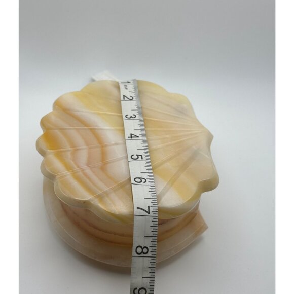 Vintage Onyx Shell-Shaped Jewelry Trinket Box With Hinged Lid Large Decorative - Picture 6 of 10